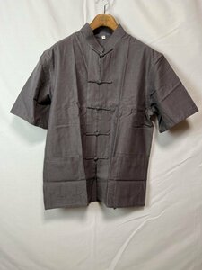 チャイナ服 カンフー ジャケット メンズ 男性用 チャイナジャケット 大きいサイズ 中華風 立ち襟 綿100% ダークグレー 3XL 185