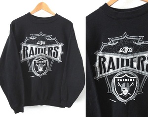 90's ヴィンテージ/NFL LOS ANGELES RAIDER:ロサンゼルス レイダース/94年コピーライト/ロゴプリント スウェット/トレーナー/黒/Lsize相当