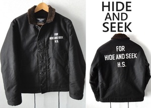 HIDE AND SEEK:ハイドアンドシーク/ステンシル入り/裏ボア/US NAVY ジャーマンクロス N-1 デッキジャケット/ブラック/Ssize