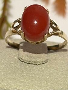 K18 Natural Red Coral Ring Ring № 12 (A20)