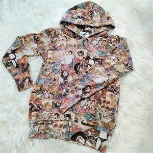 美品☆ヒステリックグラマー COURTNEY LOVE 総柄ガールパーカー☆HYSTERIC GLAMOUR ZIP コートニーラブ