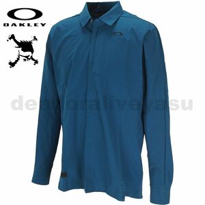 ■【L】定価15,400円 OAKLEY オークリー GOLF SKULL 立体裁断 長袖シャツ青■