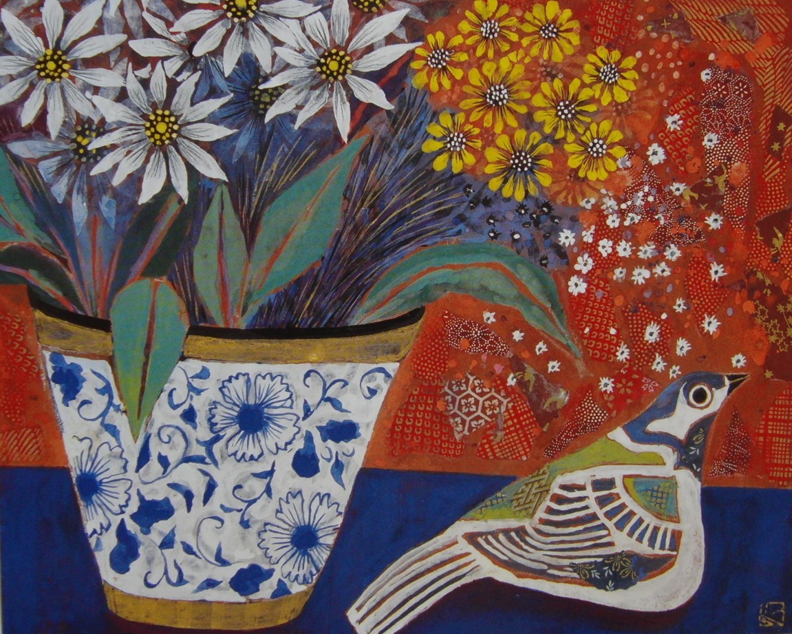 روميكو كونو, الزهور والطيور, تم اختيارها بعناية, كتب فنية نادرة ولوحات مؤطرة, يتضمن إطارًا جديدًا عالي الجودة, في حالة جيدة, تلوين, طلاء زيتي, طبيعة, رسم مناظر طبيعية