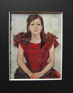 小林 欣子、「赤いコサージュのドレス」、厳選、希少画集・額装画、新品高級額 額装付、状態良好