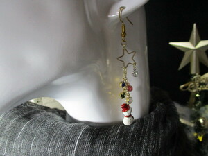 Art hand Auction 귀걸이 크리스마스 이벤트 오리지널 디자인 신품 미사용 한정판 눈사람 스타 참 크리스탈 사진 상세정보 보기 104, 수공, 액세서리(여성용), 귀걸이, 귀걸이