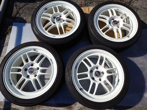 ENKEI ホイール RPF1 17×7.5J+48 114.3 5H 4本 白 中古 送料無料