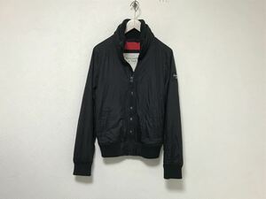 本物アバクロアンドフィッチAbercrombie&Fitchナイロンジップリブジャケットサーフワークミリタリービジネススーツメンズ黒ブラックS