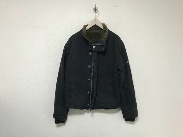 本物アバクロアンドフィッチAbercrombie&Fitchコットン内側ボアミリタリージャケットサーフアメカジビジネススーツメンズ紺ネイビーM