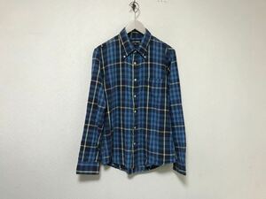  genuine article Hollywood Ranch Market HRM cotton check pattern Work long sleeve shirt men's Surf American Casual military business suit blue blue 2M India made 