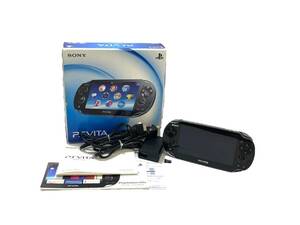 【通電のみ確認済】SONY/ソニー Play Station VITA PCH-1100 クリスタルブラック 3G/Wi-Fi 元箱/充電器他付 ゲーム機 現状品 (42241OG3)