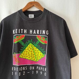 90s KEITH HARING EDITIONS ON PAPER Tシャツ L USA製 ビンテージ 90年代 キースヘリング アメリカ製 アート オリジナル ヴィンテージ