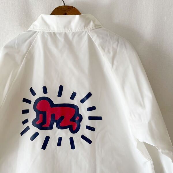 90s KEITH HARING ナイロン コーチジャケット L ホワイト USA製 ビンテージ 90年代 キースヘリング アメリカ製 オリジナル ヴィンテージ