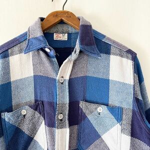 60s Winter King check flannel shirt blue Vintage 60 period winter King work shirt blue original Vintage 