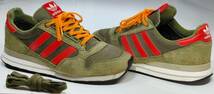 【USED/本革天然皮革/復刻版/替紐付き/正規店購入】adidas　ORIGINALS　ZX 500　OG　　　サイズ＝26.0ｃｍ　　カラー＝オリーブ×レッド系_画像3