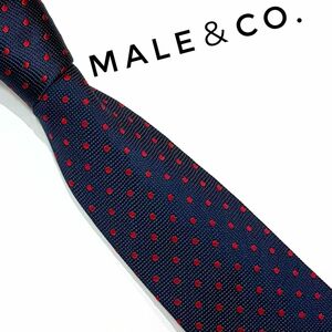 MALE＆Co. ネクタイ　人気ブランド　ネイビー系　赤ドット