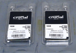 Crucial CT16G4SFD832A DDR4-3200 PC4-25600 SODIMM 16GBx2枚 計32GB