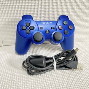 1円☆ PS3 ワイヤレスコントローラー メタリックブルー CECHZC2J A2 プレステ3 DUALSHOCK3 デュアルショック3 SONY USBケーブル付き