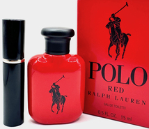 ★ラルフローレン香水・Polo Ralph Lauren RED EDT. 15ml入 Bottle with a Bonus(+3.5ml入アトマイザー特別オマケ付)・未使用_画像3