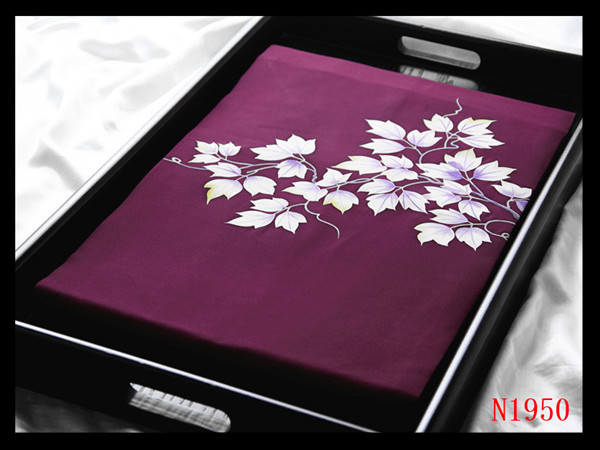 [N1950] Carefully selected masterpiece Shiose Hand-painted Yuzen dyeing Ivy pattern Grape colored ground Full of elegance Pure silk high quality art Nagoya obi ◇ Inspection ◇ Hairpin kimono bag obi Nagoya obijime, band, Nagoya obi, Tailored