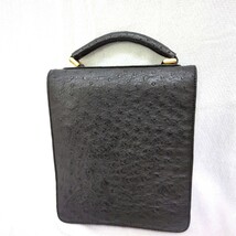 GENUINE OSTRICH SKIN KAIYO ハンドバッグ ブラック系 レザー レディース ドレス バッグ (T-SM12)_画像2