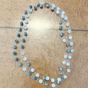 ラブラドライト クラック水晶 ロングネックレス シルバー925 天然石