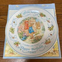 PETER RABBIT ウェッジウッド Wedgwood　ピーターラビット 英国製 プレート 約２０ｃｍ 未使用 箱入り　HAPPY BIRTHDAY 1997年_画像3