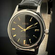 ◆激熱人気◆ 美品 ORIS オリス 1970'S ヴィンテージ 腕時計 メンズ手巻き アンティーク スイス 文字盤ブラック&幾何学模様2_画像2