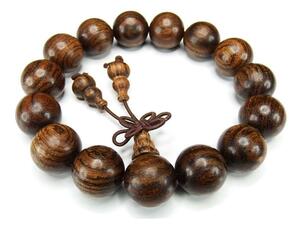 天然虎紋檀木木製数珠大玉約15mm念珠ブレスレットプライム