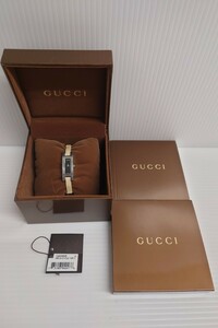 N★1円〜中古品 グッチ GUCCI 3900L 腕時計 黒文字盤 レザー レディース 動作品 箱付き