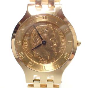 E973 Часы Наполеон III Золотая монета кварцевая K18 84.62г