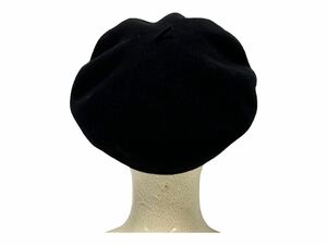 【送料無料/美品】カオリノモリ 日本製 ウール100％ ベレー 帽子 ブラック ウール ヘッドウェア 黒 57.5サイズ