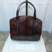 GUCCI PYSON LEATHER HAND BAG MADE IN ITALY/グッチパイソンレザーハンドバッグ_画像1