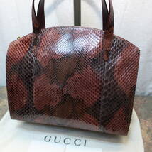 GUCCI PYSON LEATHER HAND BAG MADE IN ITALY/グッチパイソンレザーハンドバッグ_画像2