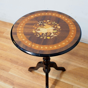 イタリア製 象嵌細工 カフェテーブル サイドテーブル コーヒーテーブル 丸 ラウンド クラシカル