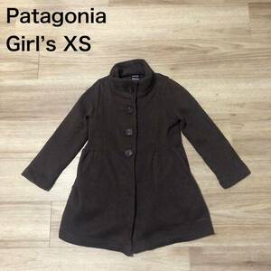 【送料無料】Patagoniaニットボタンジャケット茶色　ガールズXSサイズ　パタゴニアキッズアウトドア登山アウター