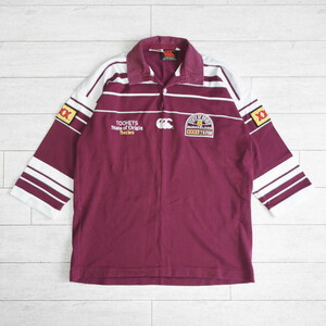 ★古着 90s ビンテージオーストラリア製 CANTERBURY STATE OF ORIGIN Queensland XXXX カンタベリー 七分丈ラガーシャツ L★