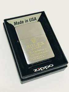 未使用 ZIPPO ジッポ ROLEX ロレックスロゴ 2017年製 彫り込み ブラッシュクローム加工 オイルライター 箱付き