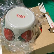 送料350円 KALDI カルディ サラダボウル&フォーク リンゴ 林檎柄 箱は付きません ノベルティ_画像9