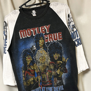 80s ビンテージ MOTLEY CRUE モトリークルー Tシャツ 袖プリント ラグランスリーブ 7分袖 ロック メタル バンド カナダ製 レア vintage