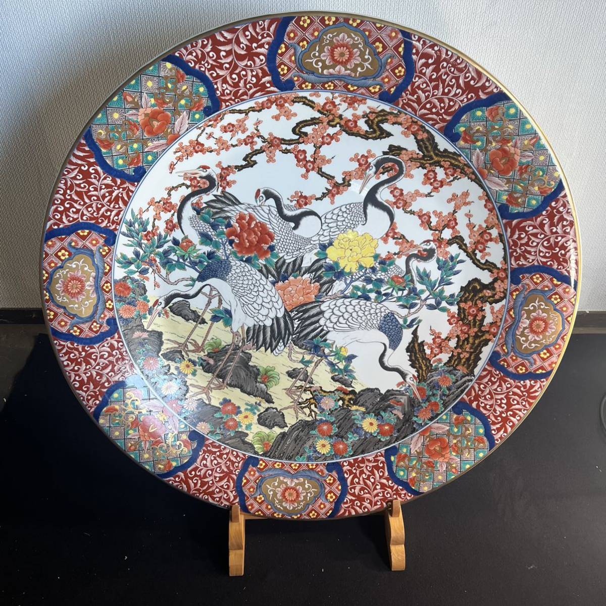 有田焼 伝統工芸士 緒方松右衛門作 色絵孔雀花鳥龍獅子花唐草細密絵付