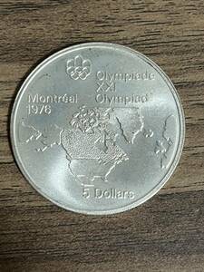 カナダ 5ドル エリザベス2世 1976 モントリオールオリンピック記念コイン 硬貨 貨幣 メダル 中古