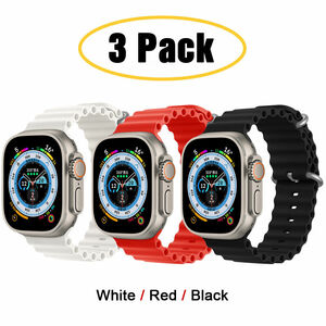 【高品質】Apple Watch Ultra series3 4 5 6 7 8 9 オーシャンバンド スポーツバンド ３本セット [C] 　38/40/41/42/44/45/49mm