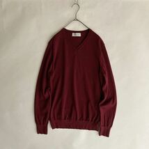 TOMORROWLAND tricot トゥモローランドトリコ ハイゲージ ウール ニット Vネック ベーシック 定番 ボルドー 無地 size L sk_画像1