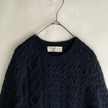 TOMORROWLAND tricot トゥモローランドトリコ アランニット フィッシャーマンズセーター ウール ケーブル編み ネイビー size M_画像3