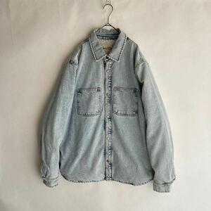 23SS STUSSY Sherpa Lined Denim Shirt ステューシー デニム シャツ ジャケット 裏ボア フリース スナップボタン ブルー系 size L