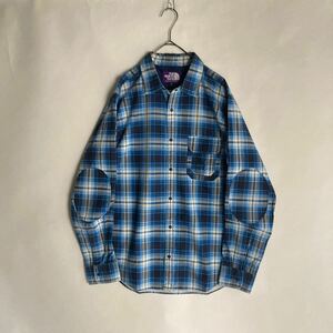 【極美品】THE NORTH FACE PURPLE LABEL ザ ノースフェイスパープルレーベル オックスツイル チェック シャツ ブルー系 size M sk