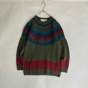 White Mountaineering ROULD YOKE MULTI JACQUARD KNIT ホワイトマウンテニアリング ノルディック セーター オリーブ系 size 3 sk