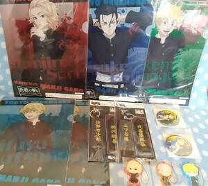 p ⑤-1【タイトーくじ】東京リベンジャーズ　クリアファイル、ラバーストラップ、ネームライトタグ、缶バッジ　12個セット