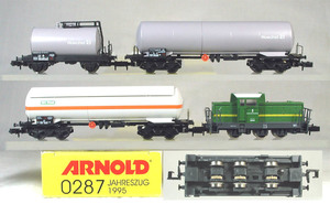 ARNOLD #0287 貨車列車　ヘキスト社（HOECHST）ＤＨＧ７００ｃ機関車＋タンク車３輌セット 年度限定品（金属歯車に交換済）