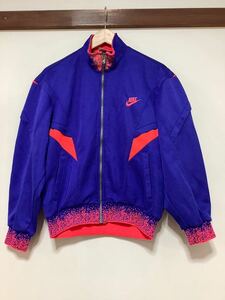 と1250 NIKE ナイキ ビンテージ ジャージ トラックジャケット M ブルー/蛍光ピンク 日本製